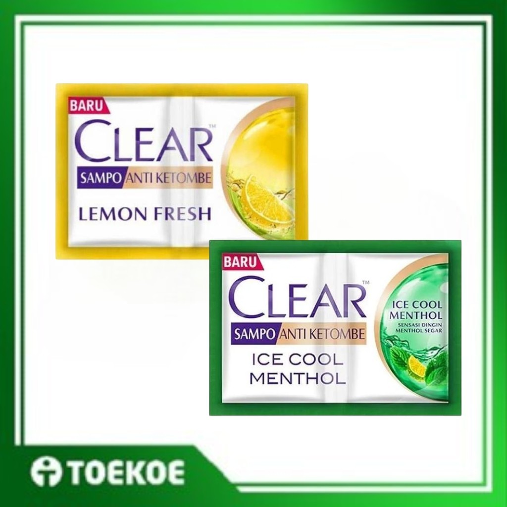 TOEKOE Shampoo Clear Sachet 9ml x 12 Sachet Menthol Lemon  1 Renceng