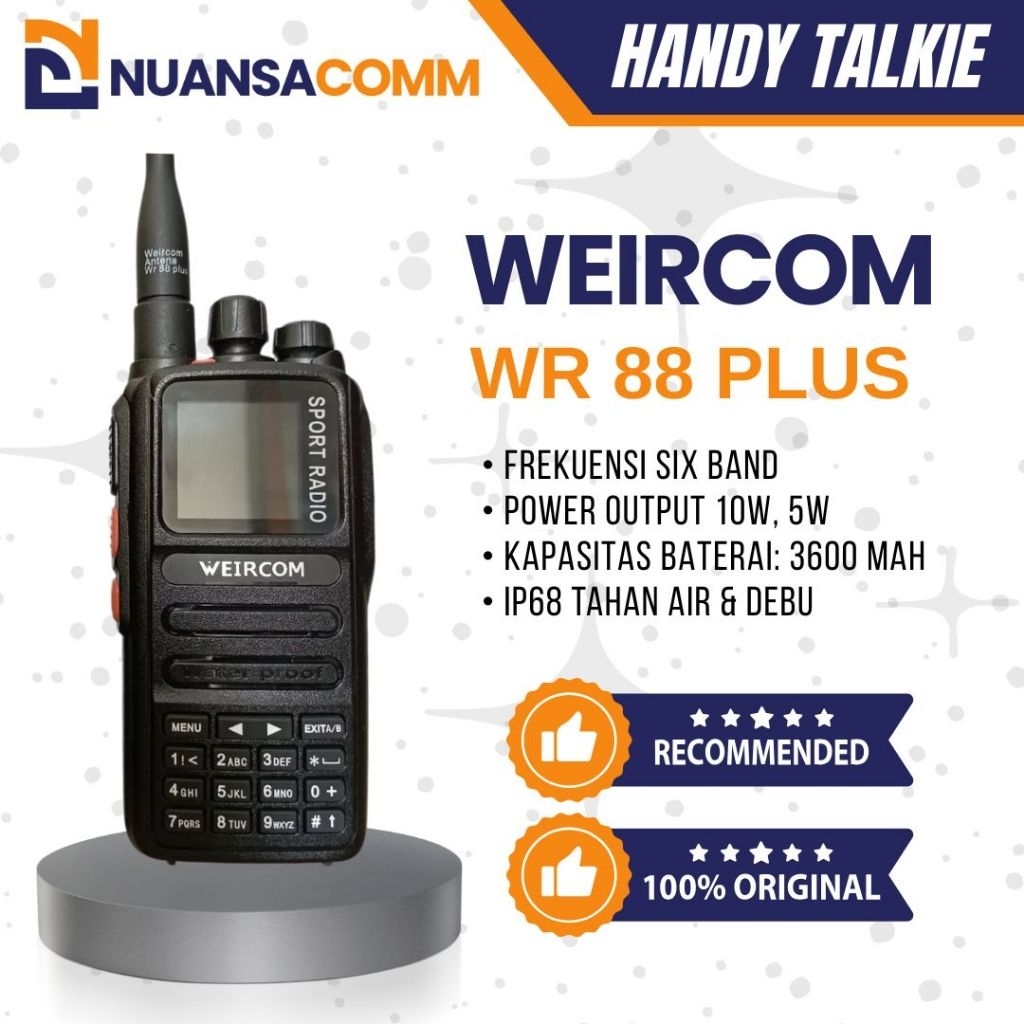 HT Weircom WR 88 Plus Full Band / Weircom WR88 Plus / Weircom WR 88Plus Enam Band Garansi Resmi