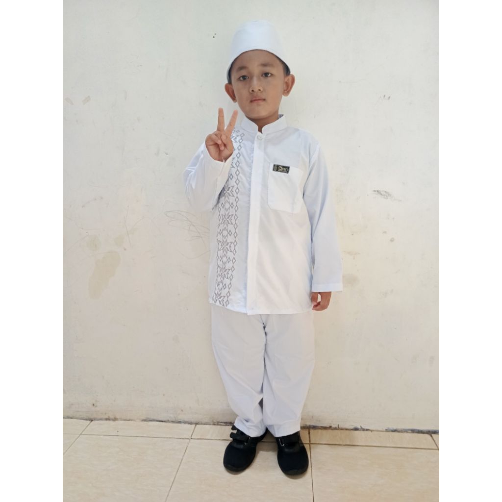 Koko Putih Anak || Setelan Baju Muslim Putih Anak Laki Laki