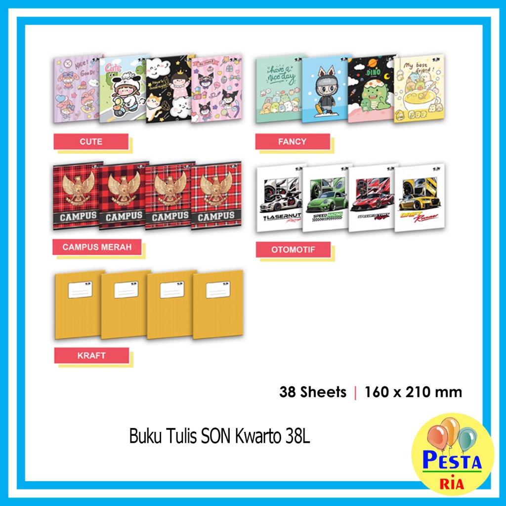 

Murah!! (1 Buku isi 38lembar) Buku Tulis SON Kwarto isi 38lembar 160x210mm, buku tulis sekolah, buku sekolah