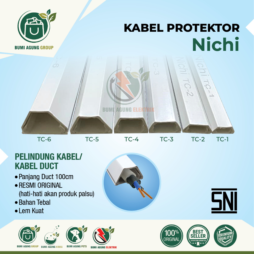Kabel Protektor NICHI TC 1 2 3 4 5 6 / kabel duct cable duct protector berkualitas pack bubble