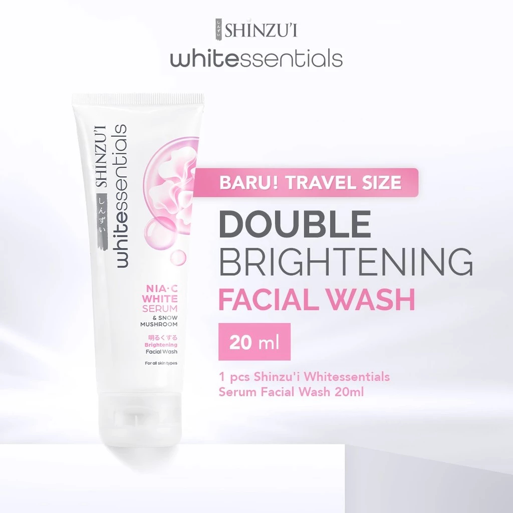 SHINZUI WHITEssentials Double Brightening Facial Wash Snow Mushroom 20 mL Travel Size || Facial Wash