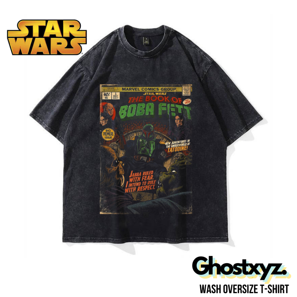 Ghostxyz T-Shirt Star Wars Wash Oversize Vinatage Tee Baju Kaos