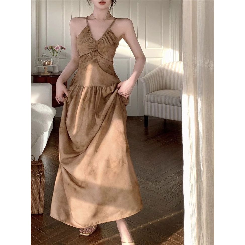 67 Collection - Long Dress Pantai Motif Abstrak tanpa Lengan