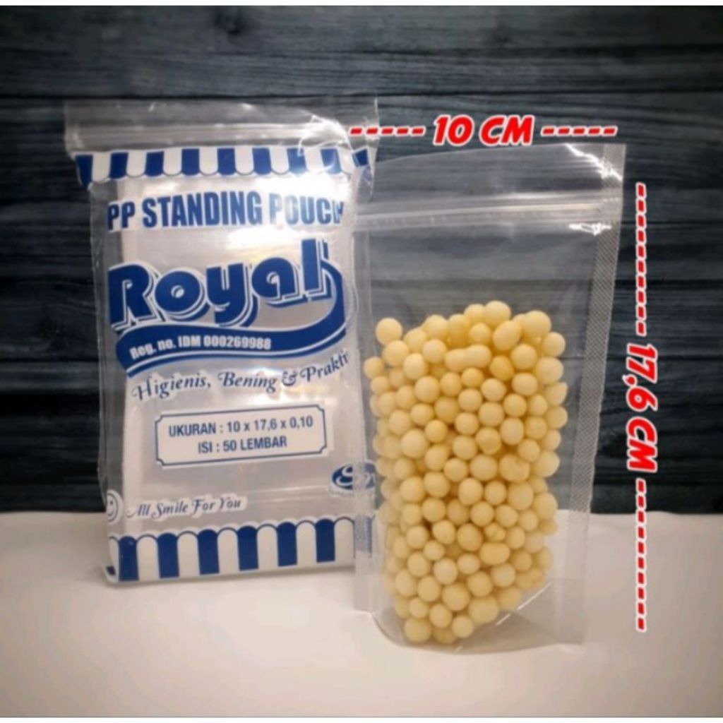 Standing Pouch Royal 10x17 (Isi 50 Lembar) / Plastik Klip Bening