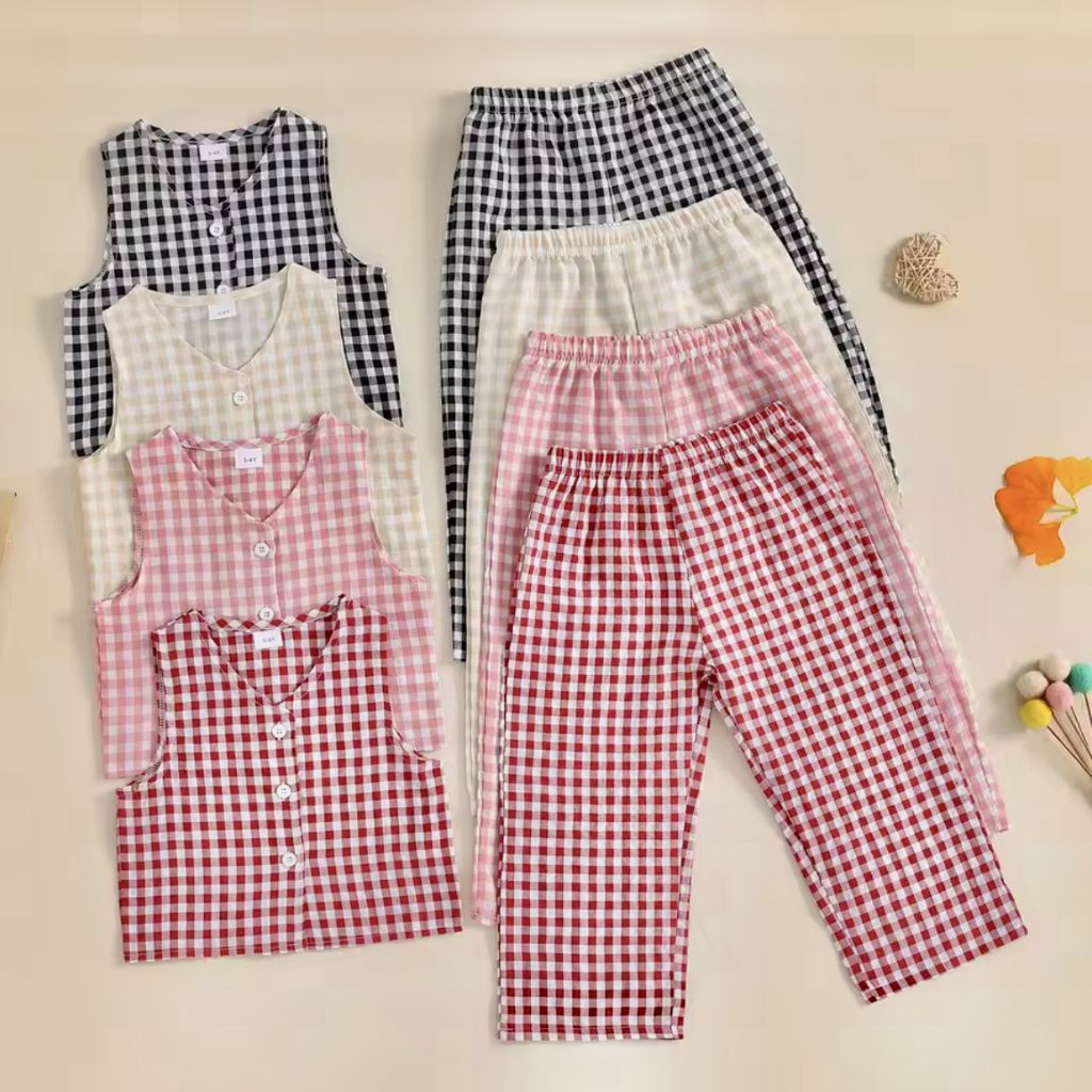 Setelan Vest Motif Kulot Anak Perempuan