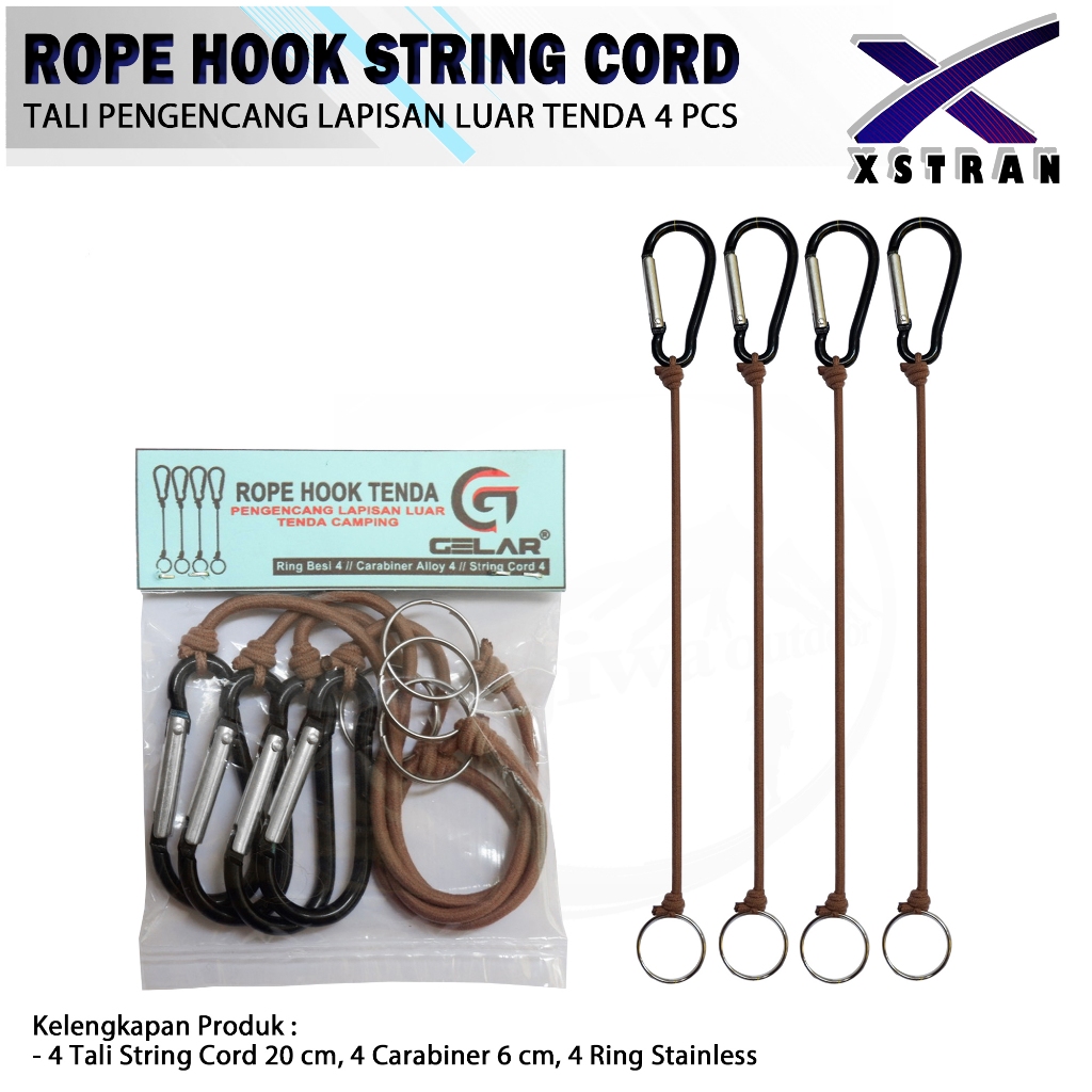 rope hook tali pengencang lapisan luar tenda tali pengait outer tenda matt string cord strech isi 4