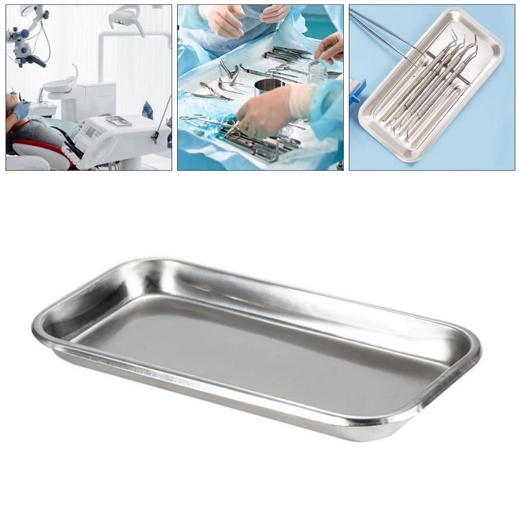 Instrument tray Baki Instrument Persegi Stainless Steel Dental Tray Medis Autoclave Dental Tray