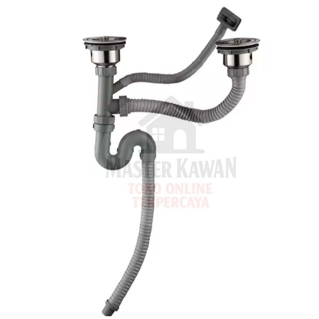 Selang Pembuangan Kitchen Sink 2 Lubang + Overflow /Selang Kitchen Sink Overflow 2 Lubang