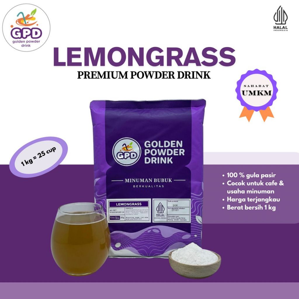 

Bubuk minuman Premium - Lemongrass tea / teh serai - Golden powder drink