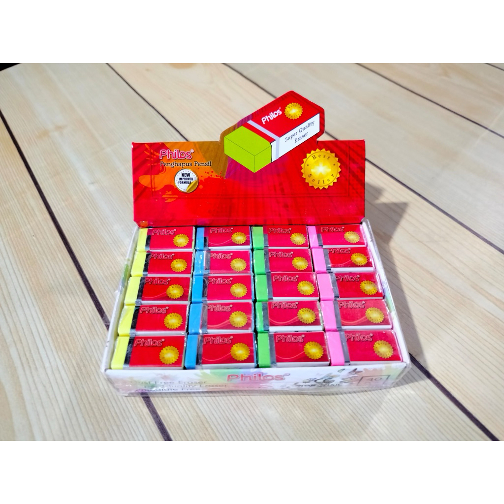 

GROSIR ERASER / PENGHAPUS PHILOS WARNA KECIL ISI 40 PCS