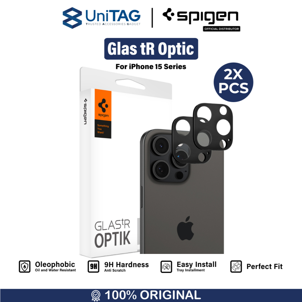 SPIGEN Camera Lens Cover for iPhone 15 Pro Max Plus GlastR Optik Protector by UniTAG