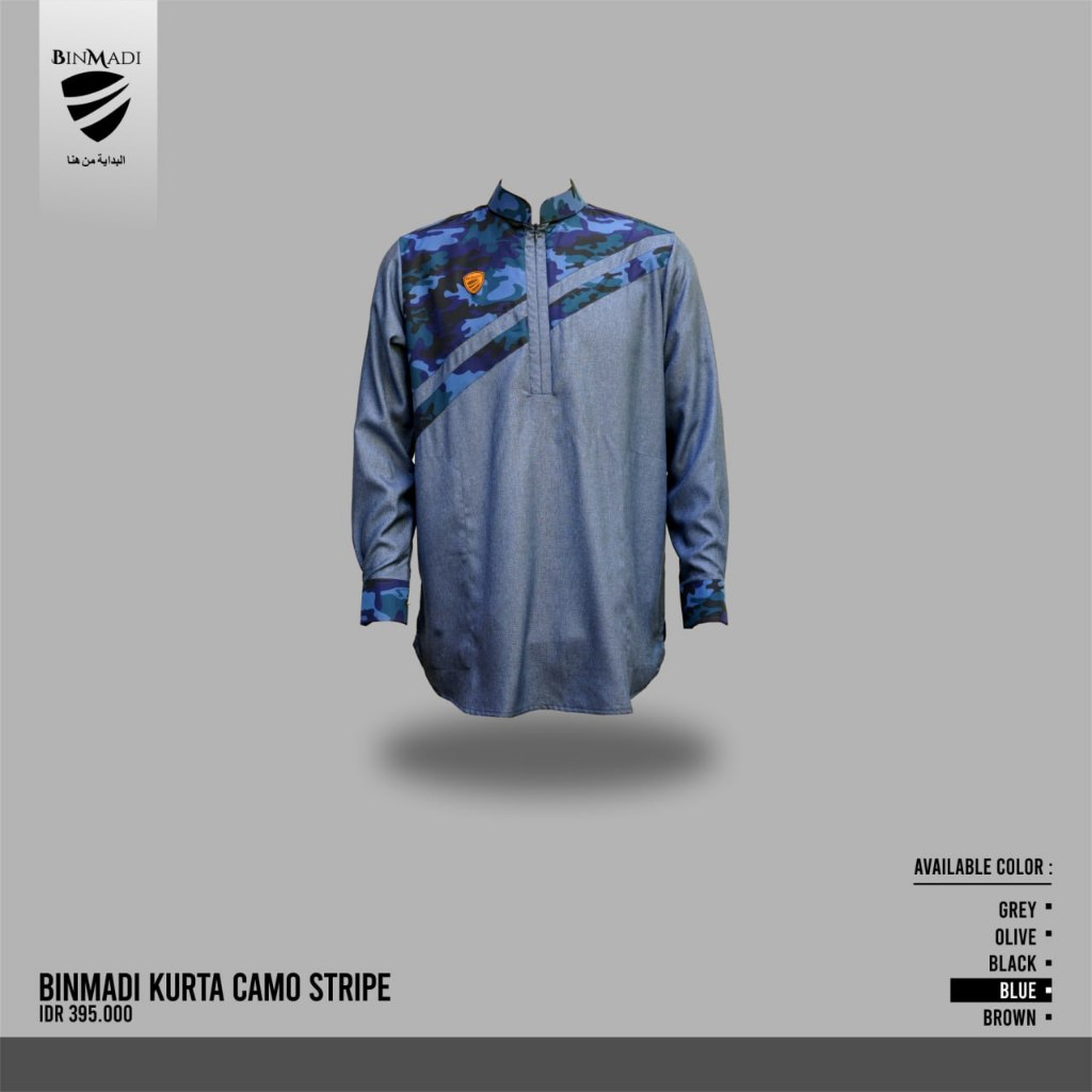 Binmadi | kurta camo koko tangan panjang motif loreng katun madinah