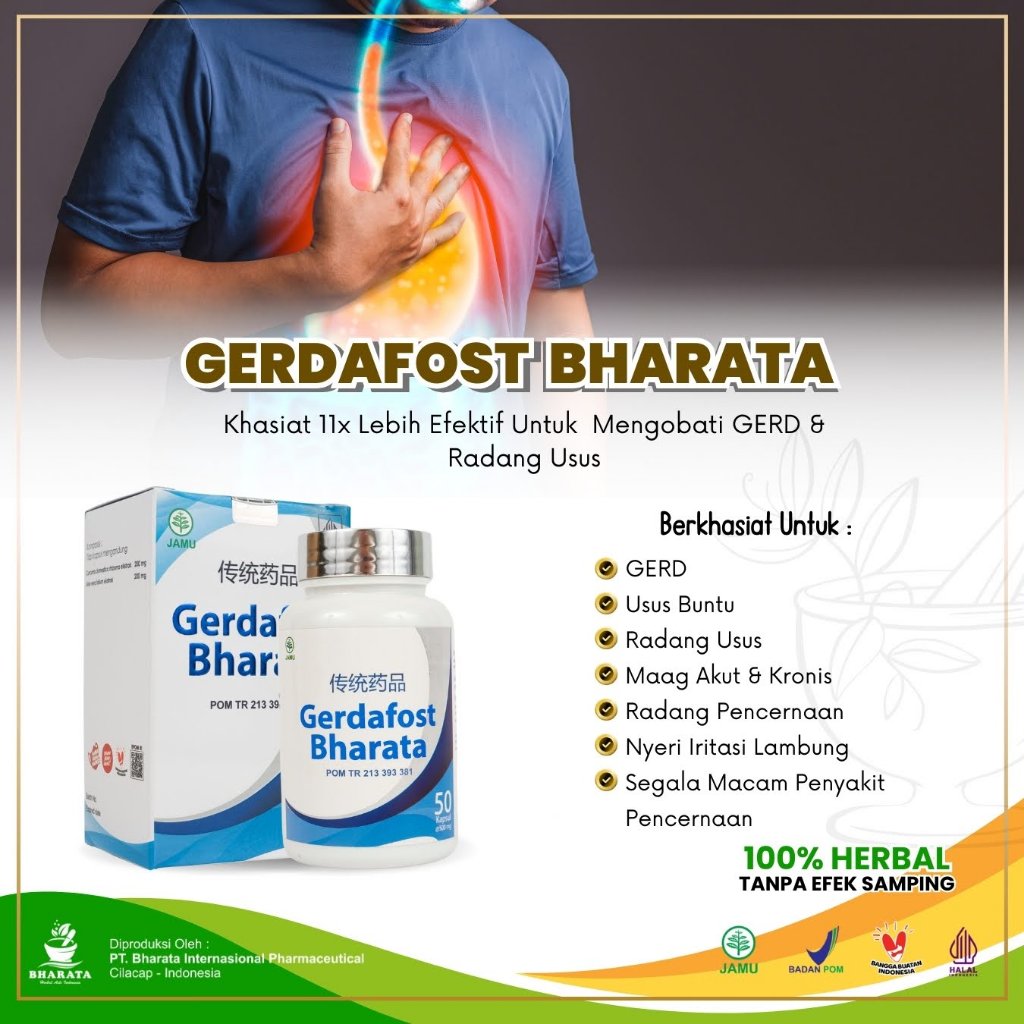 Gerdafost Bharata Obat Gerd Asam Lambung Maag Kronis Usus Buntu - Gerdafost Bharata Isi 50 Kapsul
