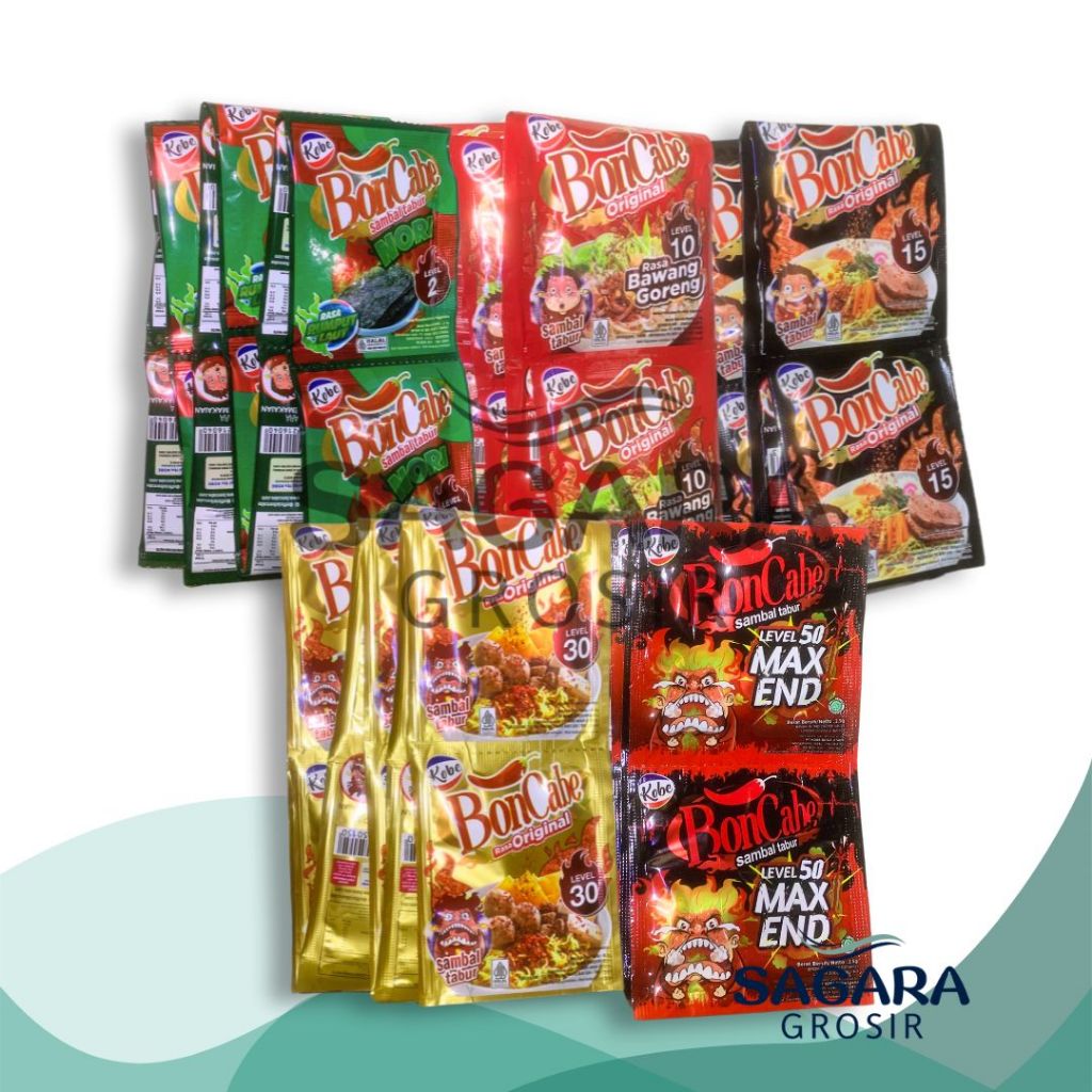

Kobe BonCabe Renceng Level 2 10 15 30 50 Bon Cabe 12 pcs Sambal Tabur
