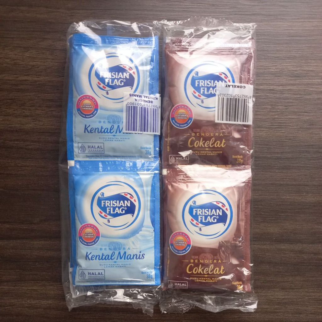 

Susu Kental Manis Frisian Flag Sachet 38g - Putih / Coklat (1 Renceng Isi 6)