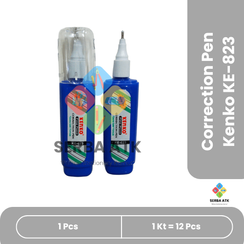 

[12 pcs] Correction pen/Stipo cair/ TipeX cair Kenko besi biru KE-823