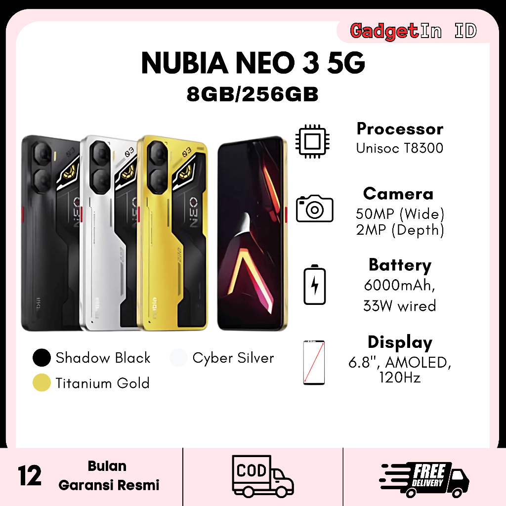 NUBIA NEO 3 5G RAM 8GB/256GB Garansi Resmi