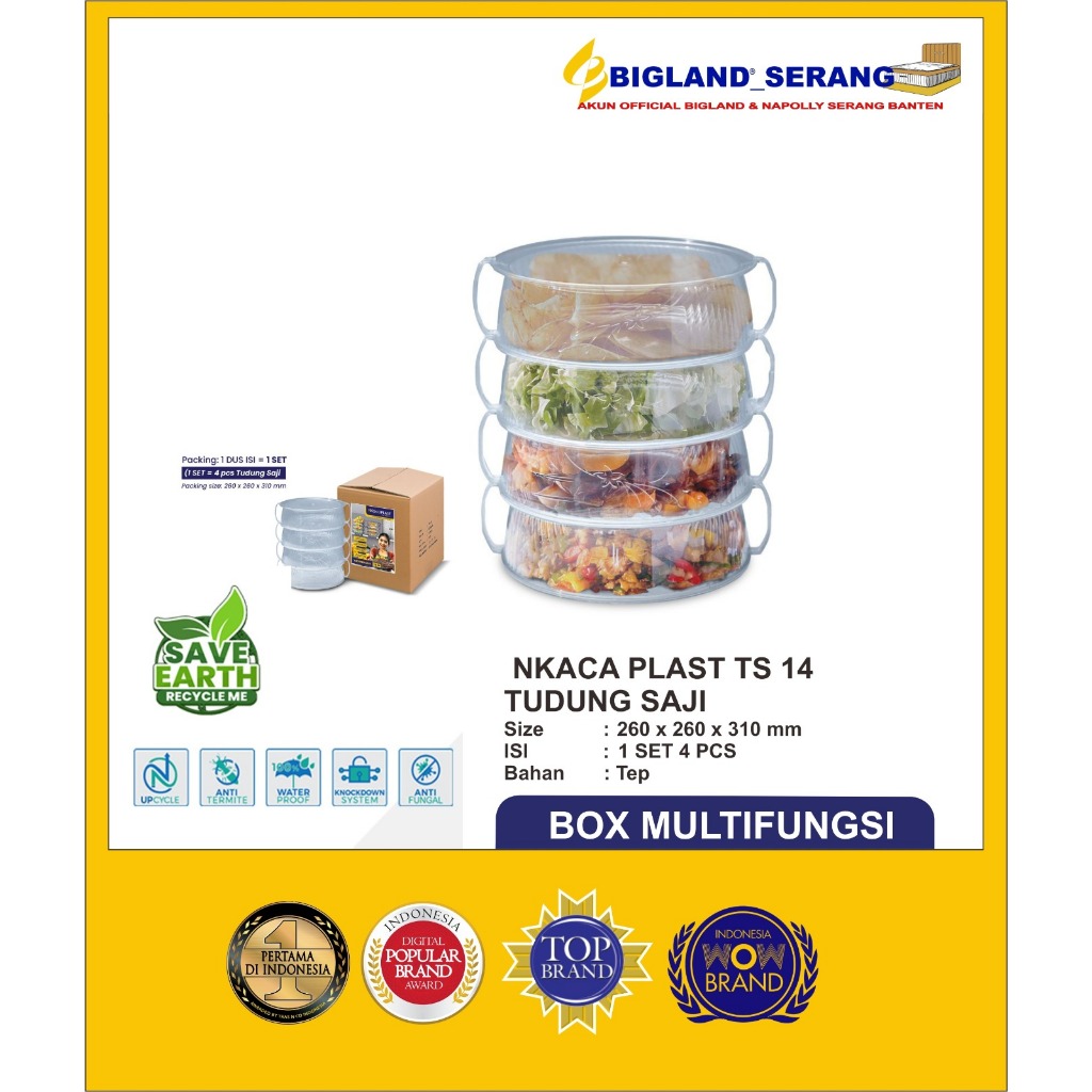 Tudung Saji/Wadah Saji/CUP Saji/Tutup Makanan Susun Tutup Saji Tingkat Transparan, Wadah Penyimpanan