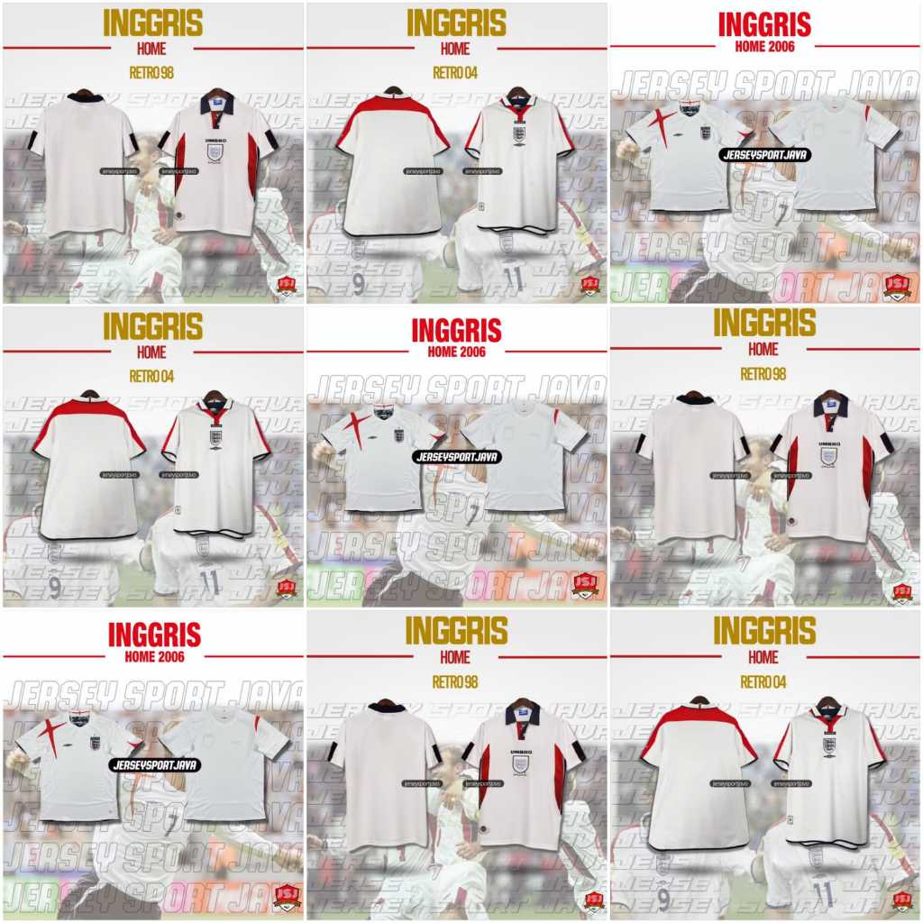 ( KATALOG RETRO INGGRIS ) RETRO VINTAGE JERSEY BAJU BOLA INGGRIS ALL VARIAN RETRO GRADE ORI IMPORT -