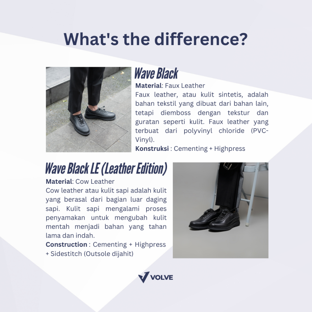 KUALITAS SUPER VOLVE - Sepatu Kerja Pria Wave Black