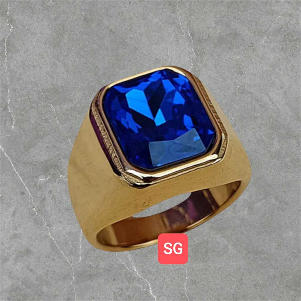 CINCIN TITANIUM BATU WARNA ONIK PRIA MODEL KOTAK TERLARI