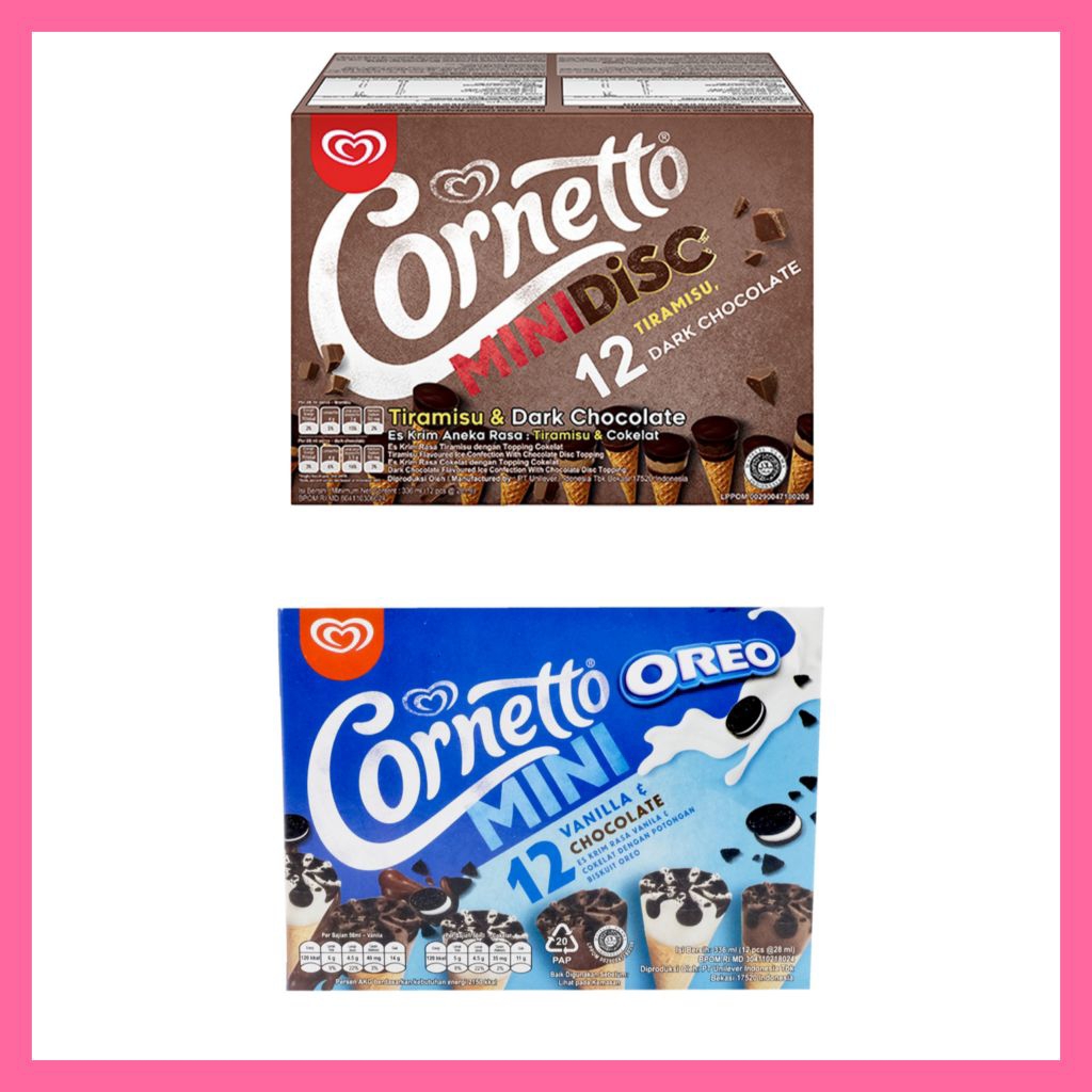 cornetto es krim ice cream mini walls Oreo vanila coklat 12 x 28ml