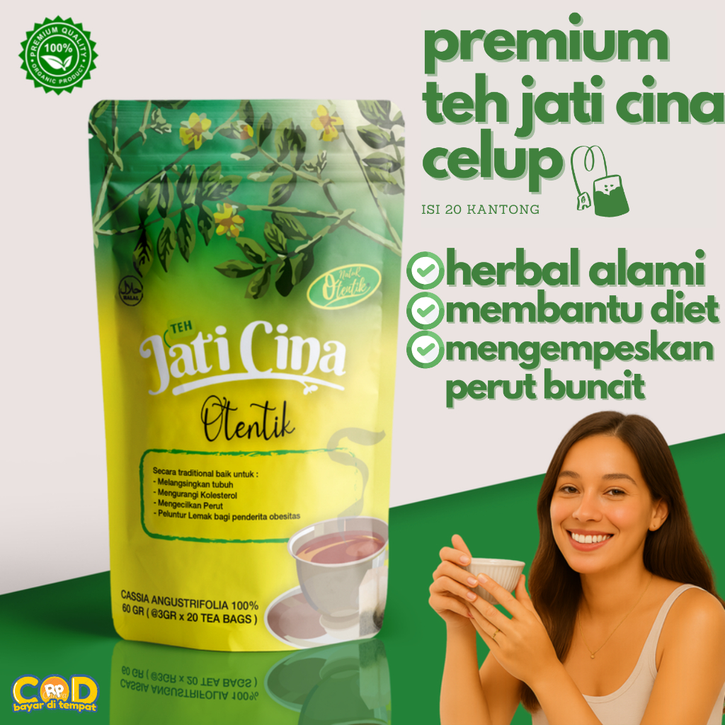 

Teh Jati Cina Celup PREMIUM Otentik - Teh Herbal Peluntur Lemak & Pelangsing Alami isi 20 Tea Bag