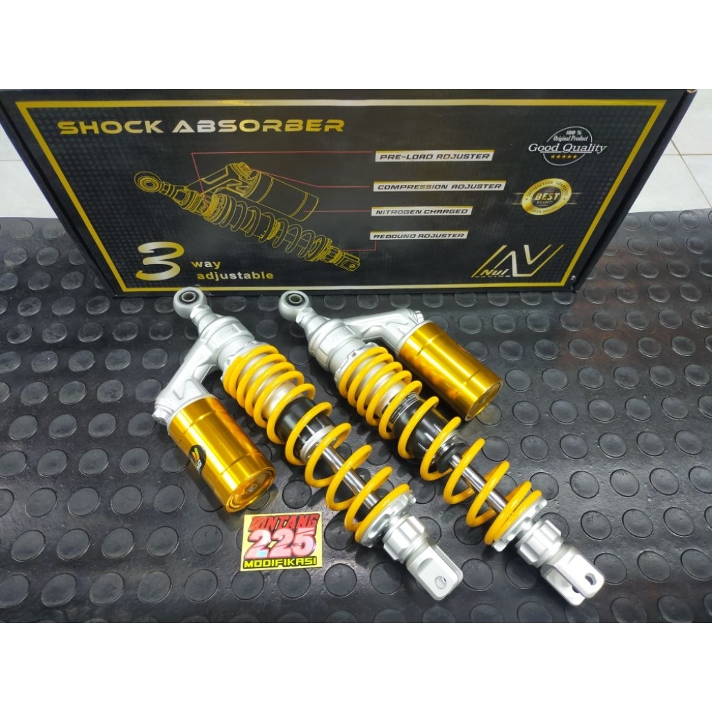 Shockbreaker belakang Nui BERGARANSI Racing 3 adjustable PCX 365MM