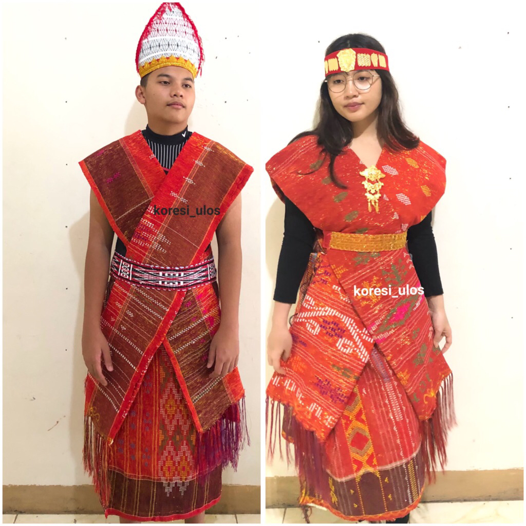 SEPASANG Baju adat batak toba Ulos Sadum Ragihotang Hitam & Merah Sumatera Utara Baju Adat Batak Ulo