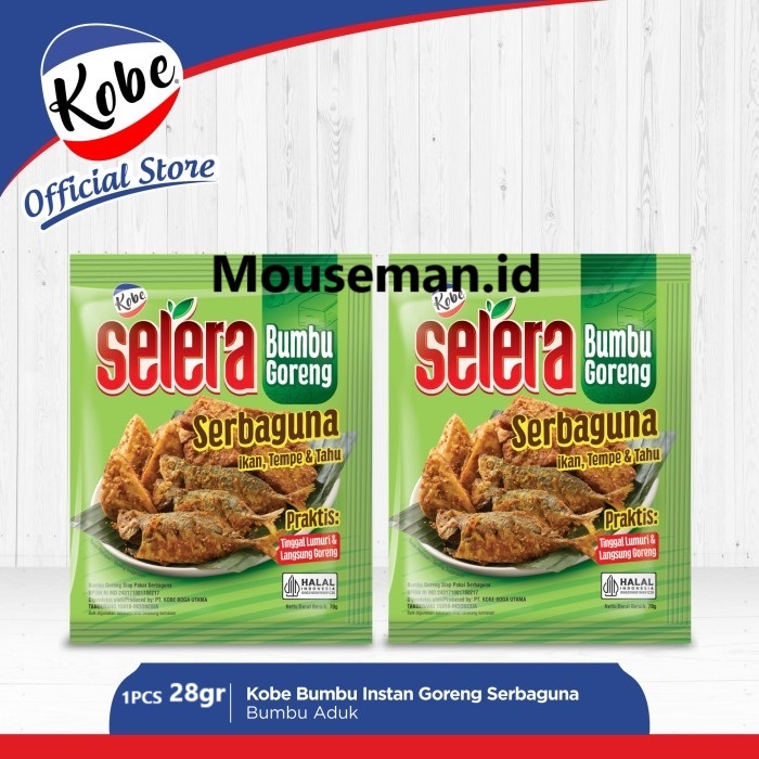 

Kobe Selera Bumbu Goreng Siap Pakai Serbaguna ikan, Tempe & Tahu 28gr
