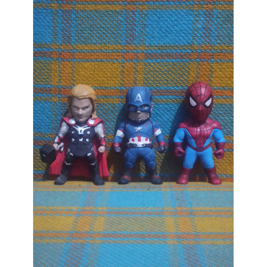 Action Figure Super Hero Marvel Avanger Chibi Spiderman Thor Captain America