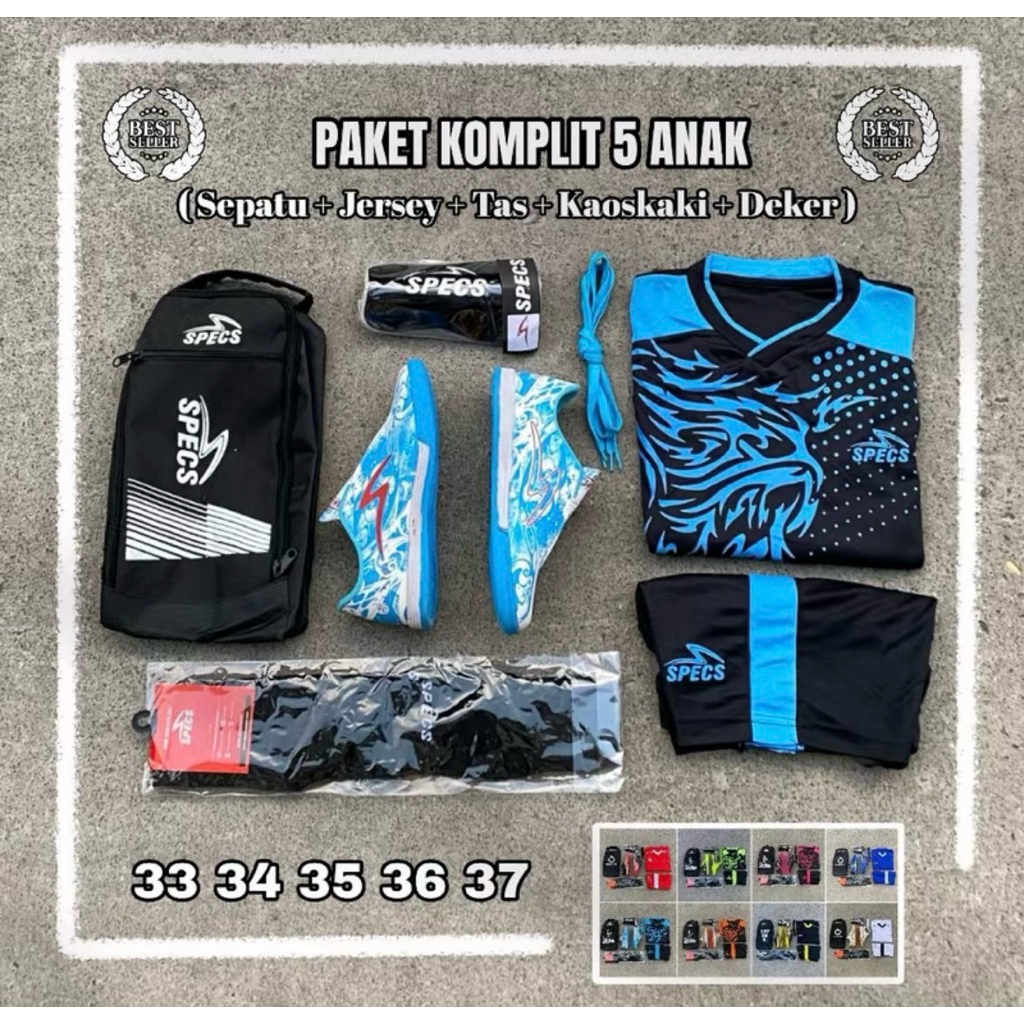 1 Set Lengkap Sepatu Fitsal Anak SD SMP Usia 5-15 Tahun Anak Laki Laki Futsal  Anak