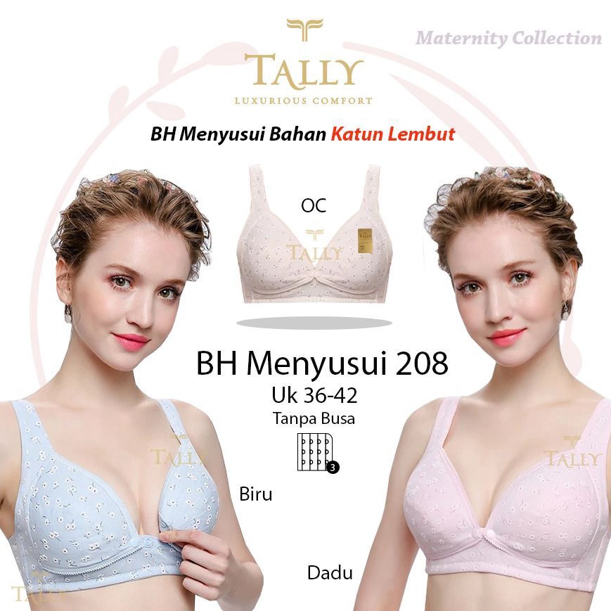 KODE Q74B Bra BH Menyusui TALLY 28 Tanpa Kawat Tanpa Busa Kait 3 Cup C