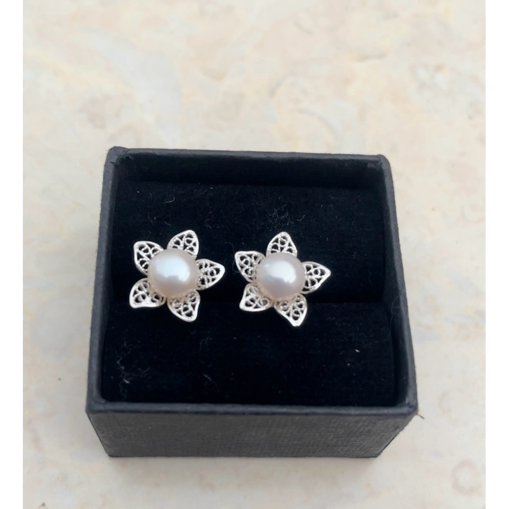 Anting perak925 mutiara air tawar asli lombok Anting anting wanita Anting mutiara lombok asli Anting