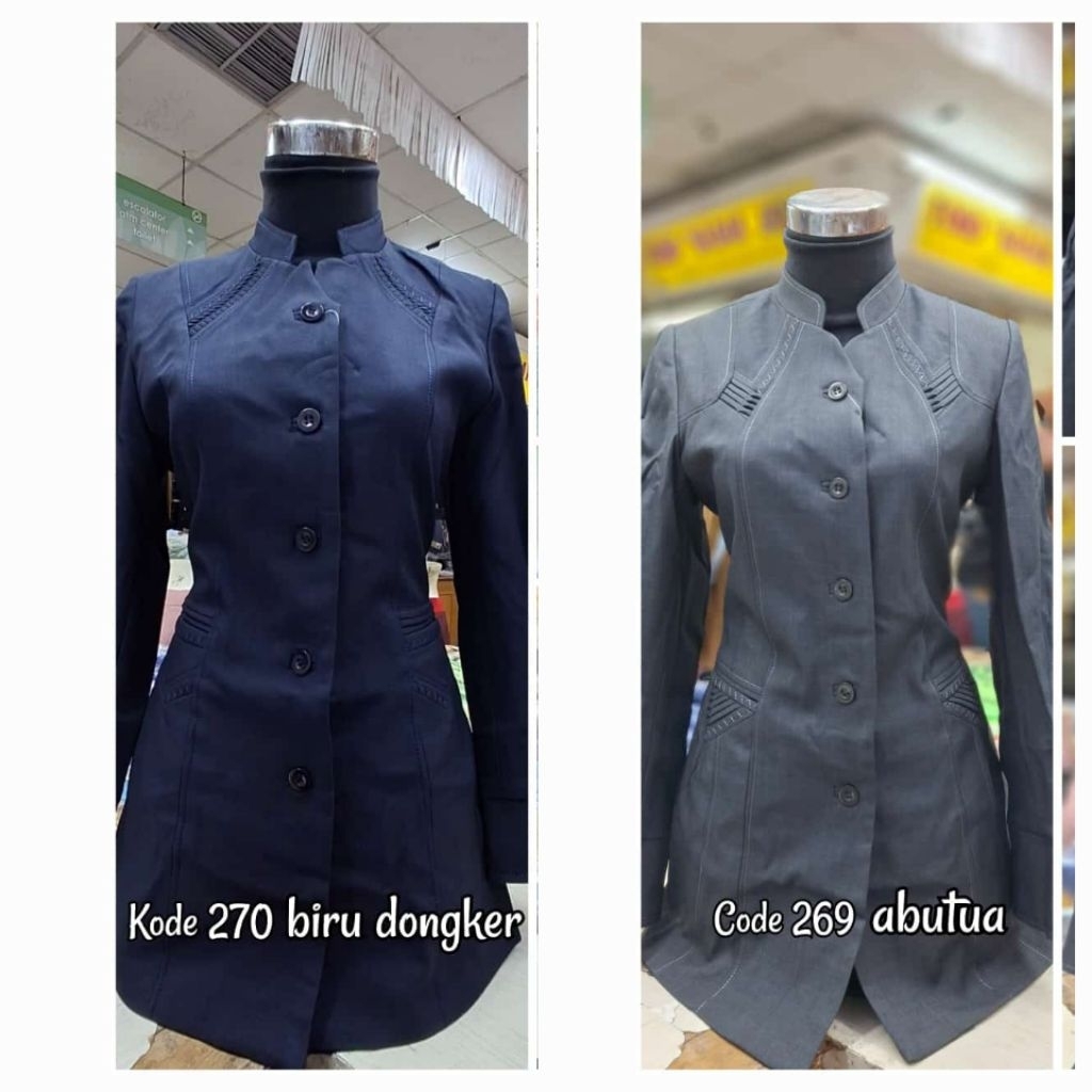Setelan Blazer Abu Tua Wanita Baju Seragam Dongker Guru Wanita Set Rok dan Celana