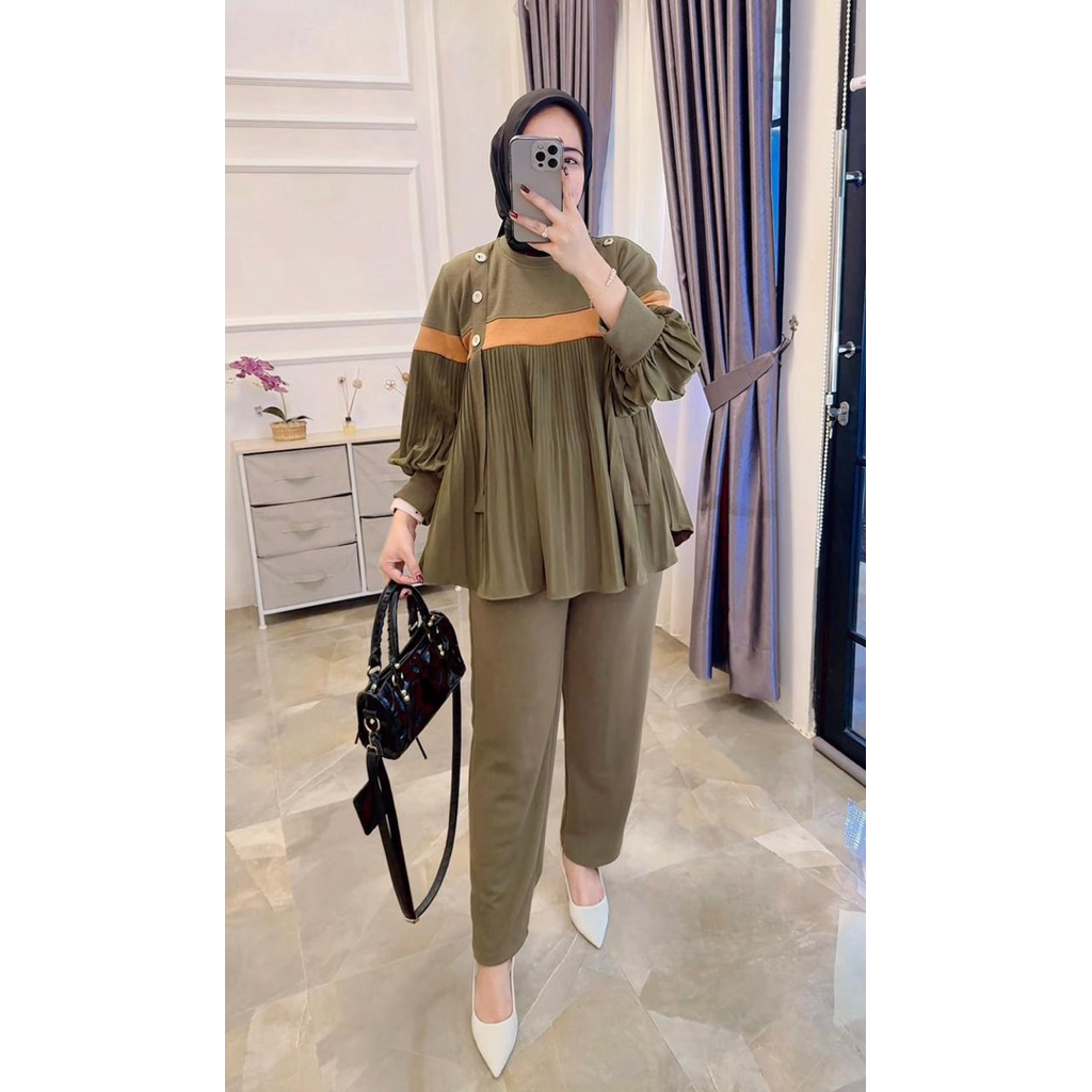 setcelana atasan jumbo prisket kaos knit rajut terbaru