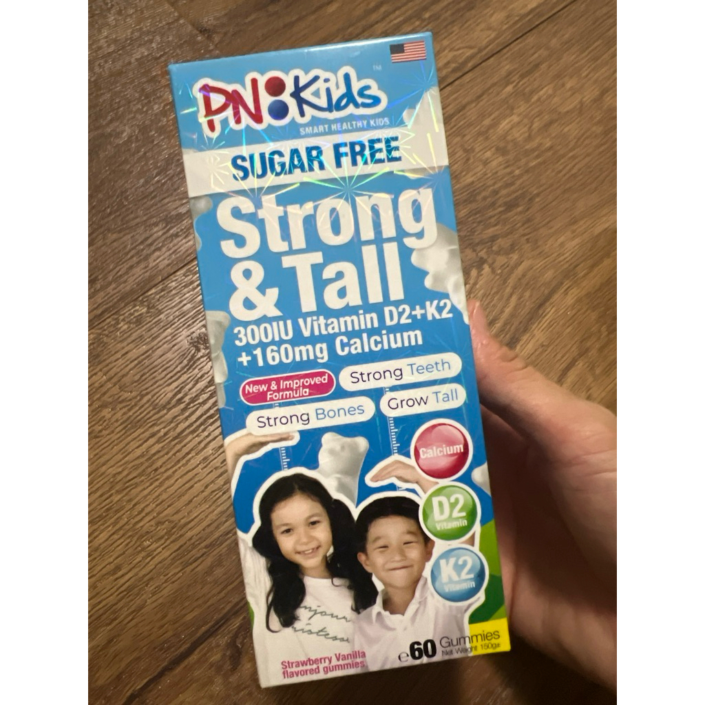 PN Kids Sugar free Strong & tall 300IU Vitamin D2+K2 + 160mg Calcium Multi + minerals + zinc