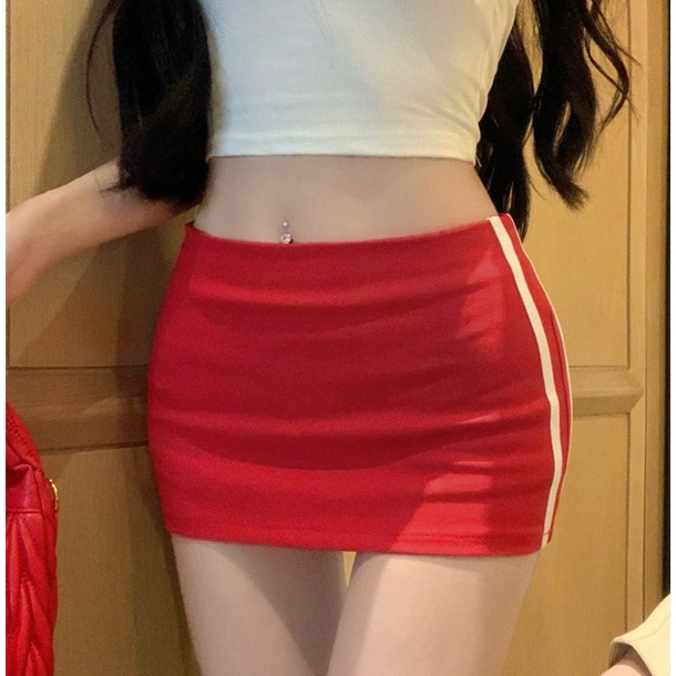 Rok Celana Pendek Wanita SDS-1707 Mini Skirt Bodycon Fit Casual Sexy Retro Hot Garis-garis Mimon Hom
