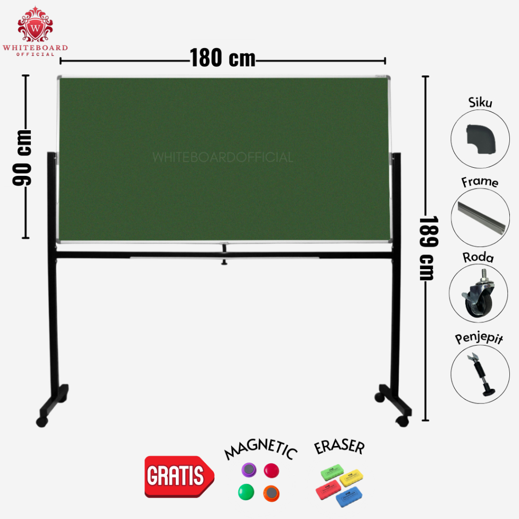

SAKANA Papan Tulis Greenboard Magnet 90x180cm Standing / Chalkboard / Papan Board / Papan Cafe