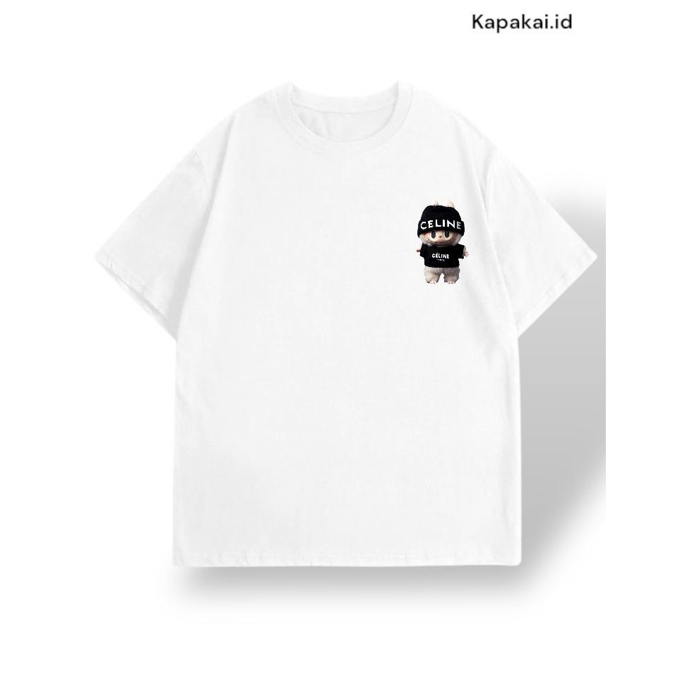 T-Shirt Kaos Sablon Karakter Labubu Kupluk Oversize Premium