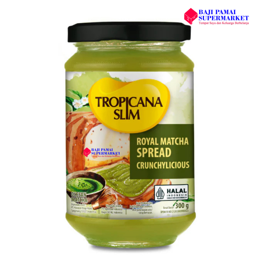 

Tropicana Slim Royal Matcha Spread Crunchylicious 300g - Selai Matcha Bebas Gula Pasir