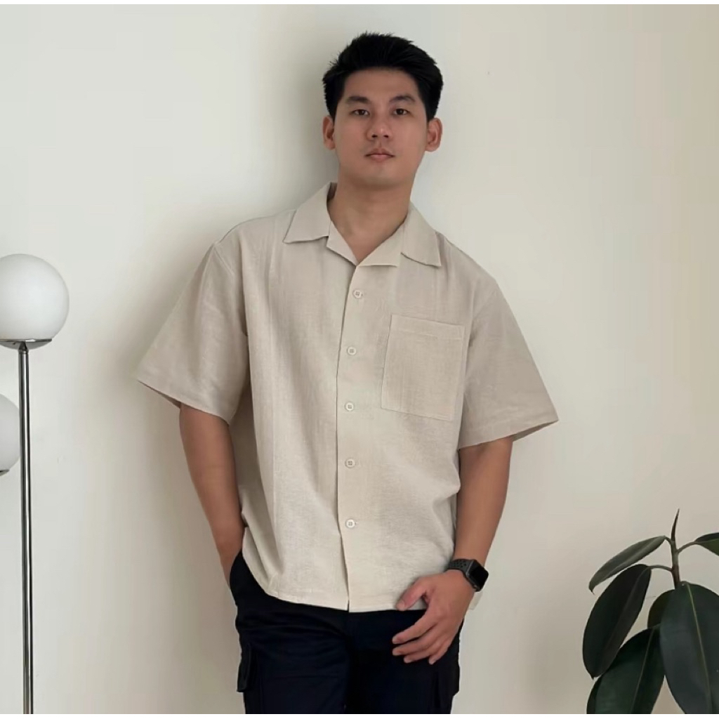 BAJU SECOND | COZYCLUB CUBAN BOWLING Shirt Linen Premium | Kemeja Bowling Kerah Terbuka Lengan Pende