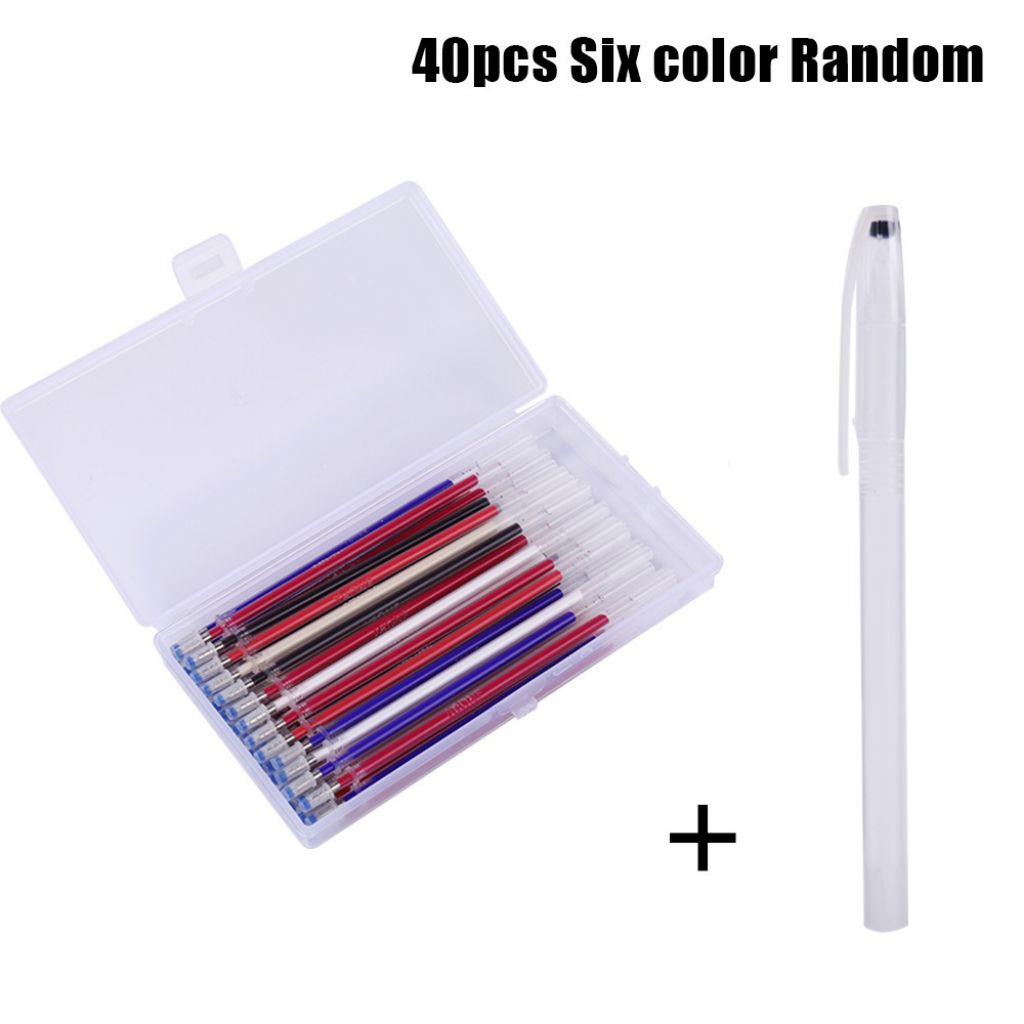 

CTK031 Pen Pola Panas Pulpen Penanda Kain Heat Erasable Pen Isi 40 pcs + 1 Case