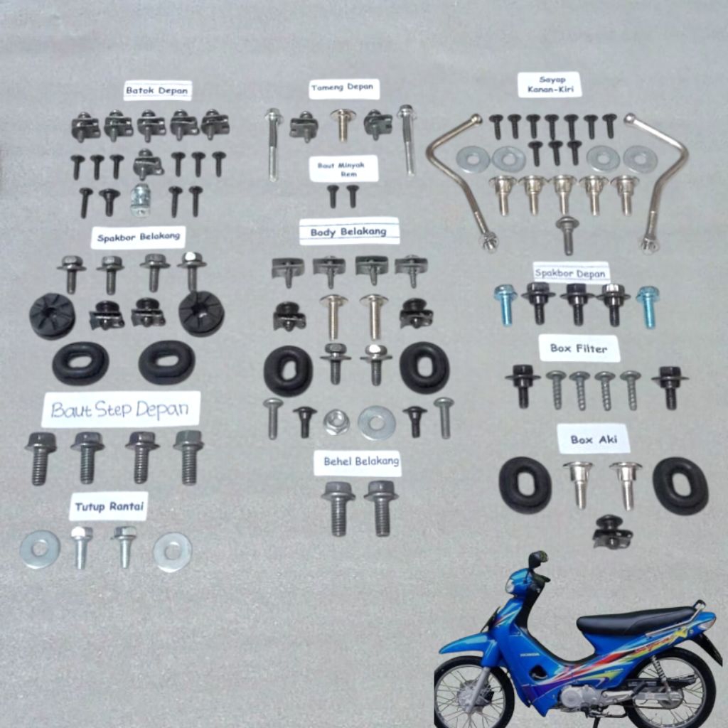 COD Baut Full Set Body Honda Supra Fit - Supra X 100cc / Baut Lengkap Cover Body Honda Supra Fit - S