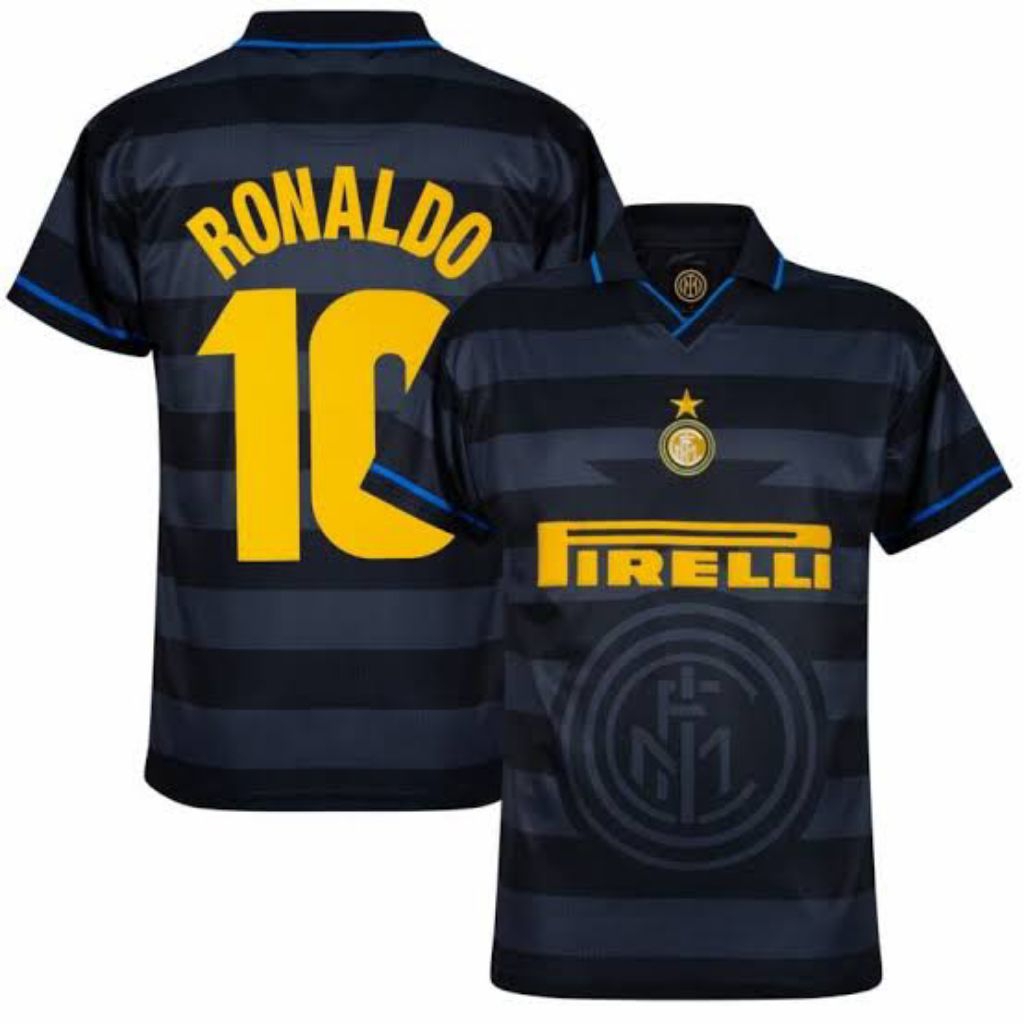 JERSEY INTER MILAN 1997 / 1998 EDITION SPESIAL RONALDO GRATIS NAMA DAN NOMOR PUNGGUNG