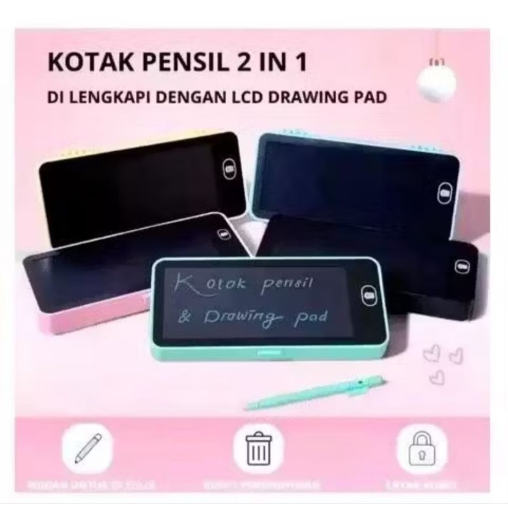 

Kotak Pensil LCD Drawing / Kotak Pensil 2In1 Bisa Gambar / Pensil Case With Lcd Writing