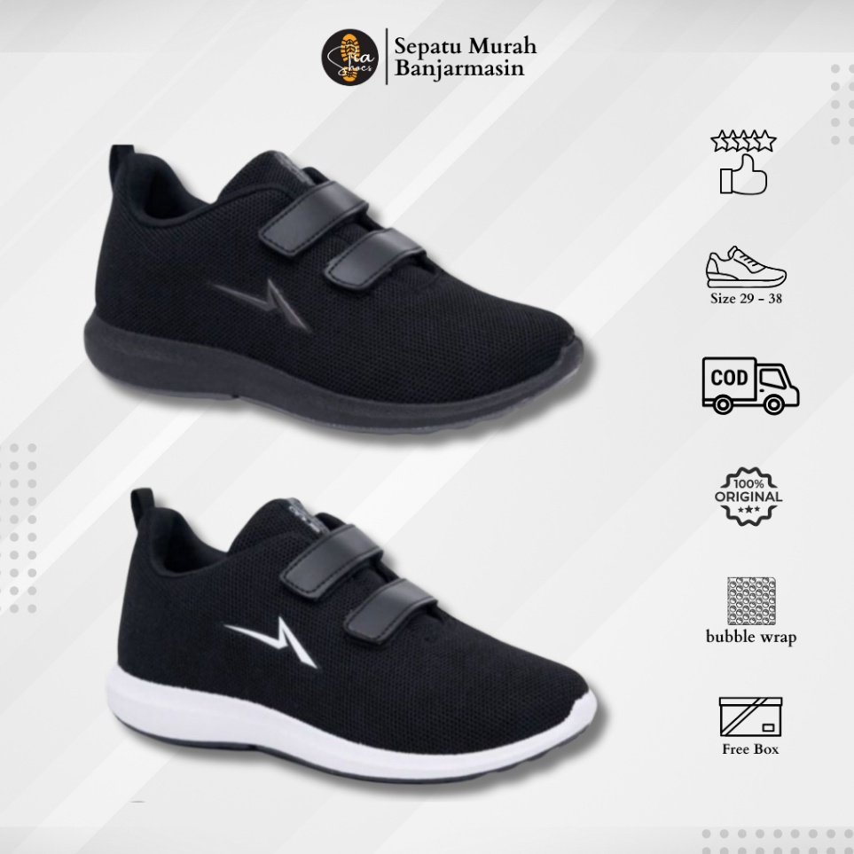 KODE O25J SEPATU ANDO PEREKAT I SEPATU ANDO ORIGINAL HITAM POLOS  HITAM PUTIH I Sepatu Pria dan Wani
