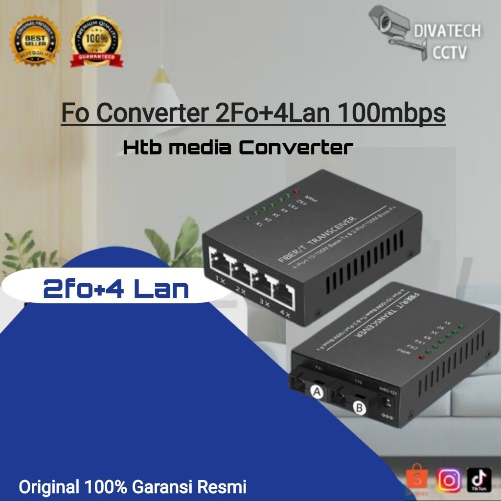 HTB Poe 2 FO + 4 LAN 100MBPS MEDIA CONVERTER 2fo+4Lan