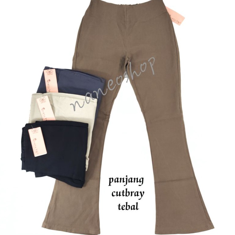 KODE F22B Celana panjang wanita Cutbray Stretch tebal Simple Me